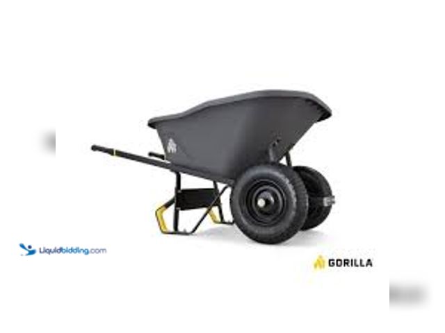 Lot 49-5448763 - Gorilla 8 cu. ft. Dual-Wheel Wheelbarrow, Pro-Grade Poly Bucket, Steel Handles, Dual 16 in. Pneumati...