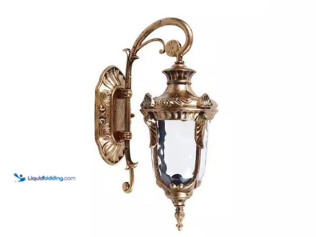Lot 49-1569435 - 1-Light Bronze Retro Outdoor/Indoor Waterproof Lantern Wall Sconce with Glass Shade for Park Garden,...
