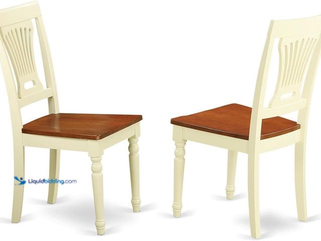 Lot 49-5485123 - East West Furniture PVC-WHI-W Plainville Dining Chairs QTY2 . Model #B00TV46GV8. New.