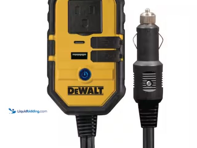 Lot 49-1547602 - DEWALT 140-Watt Portable Car Power Inverter with Dual USB Ports, Model # DXAEPI140, Slightly used, U...