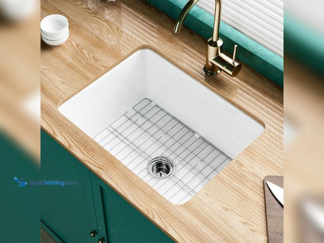 Lot 49-5469867 - White Undermount Kitchen Sink 24 Inch - Small Topmount Fireclay Bar Sink Drop In 24"x19"x11", Dual M...