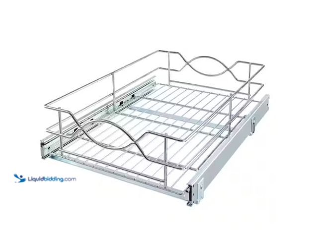 Lot 49-1566594 - Home Decorators Collection 14 in. W Wire Pull-Out Basket, Model # HDR-MUB-14-CH, unused  Ref#HD108