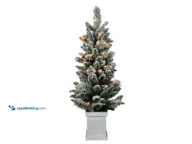 Lot 49-3528901 - Astella 4 ft. Pre-Lit Flocked Artificial Christmas Tree with 50-Lights and Decorative Berries. Model...
