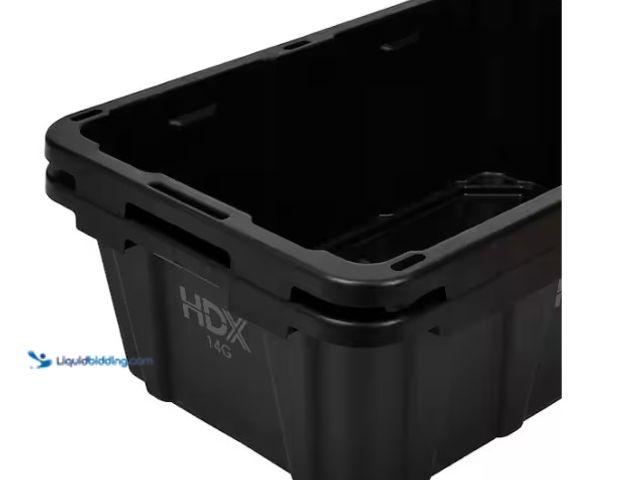 Lot 49-5580783 - QTY 2 - HDX
14 Gal. Tough Storage Tote in. Black. NO LID. Store SKU # 1005698544. Unused