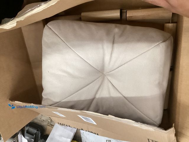 Lot 49-5551592 - Small Rectangle Footstool with Wooden Legs, Unused with hardware