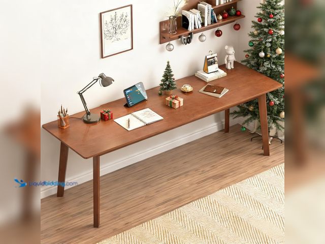 Lot 49-1632080 - Home Office Desks Walnut 63"x19.7"x29.5" SKU: HOD121-WA-63x19.7x29.5 Unused Has Attachments Scuffs/S...