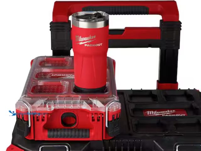 Lot 49-2000438 - Milwaukee PACKOUT Red 20 oz. Tumbler, Twist and lock PACKOUT Connectivity for secure drink storage, ...