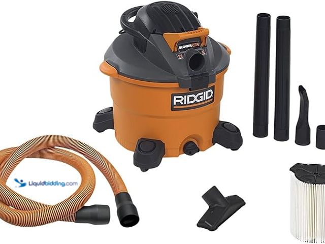 Lot 49-5446797 - RIDGID Wet Dry Vacuums VAC1200 Heavy Duty Wet Dry Vacuum Cleaner and Blower Vac, 12-Gallon, 5.0 Peak...