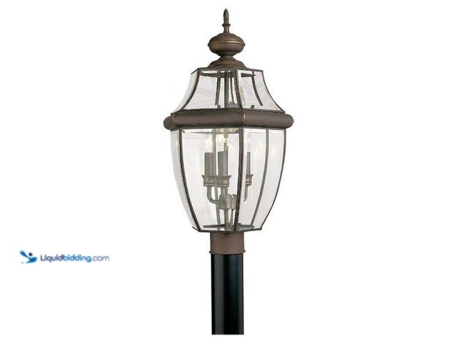 Lot 49-2024615 - Generation Lighting Lancaster 3-Light Outdoor Antique Bronze Post Top. Model # 8239-71. MSRP $166. U...