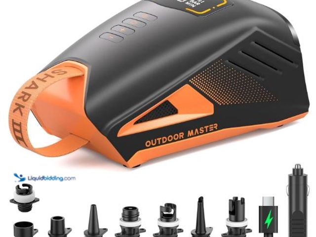 Lot 49-1511772 - OutdoorMaster Shark 3 Paddle Board Pump Electric - 3'50" Fast Inflation, 20PSI 74Wh Rechargeable SUP...