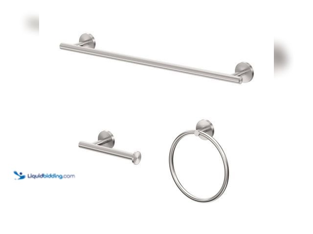 Lot 49-5440073 - Gatco
Level 3-Pieces Bath Hardware Set with 18 in. Towel Bar, Toilet Paper Holder and Towel Ring in...