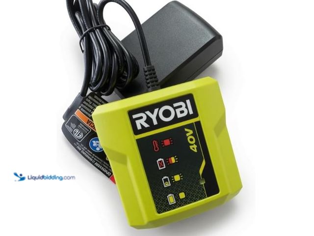Lot 49-5555280 - Ryobi OP404 40V Lithium-Ion Battery Charger for 40V Batteries | LED Charging Indicator | Compact Des...