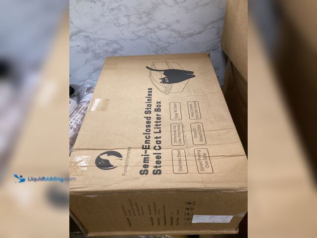 Lot 49-5407814 - Purrfect Harmony Extra Large Semi-Enclosed Stainless Steel Cat Litter Box.  Unused