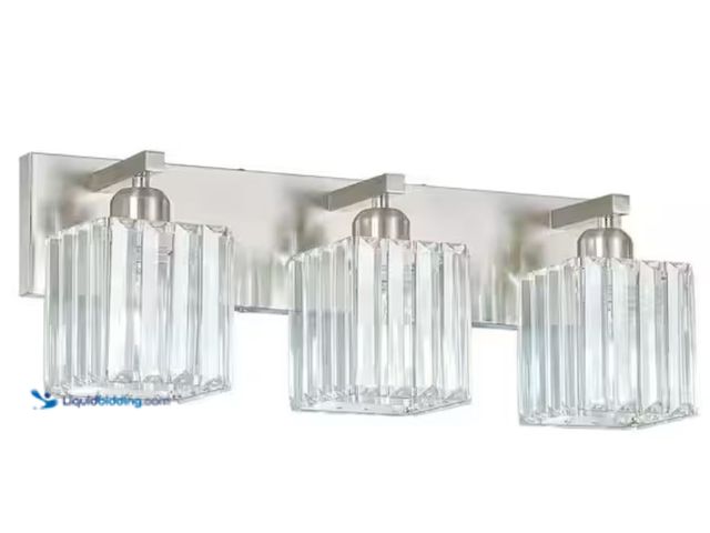 Lot 49-1623854 - ZHLWIN Home Lighting 20.47 in. 3-Light Sand Nickel Crystal Modern Bathroom Vanity Light Bathroom Wal...