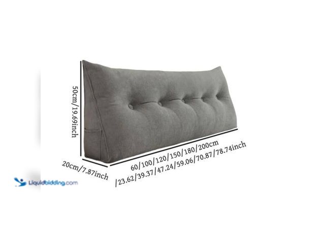Lot 49-2024321 - Shatex 47 in. L x 20 in. W x 8 in. H Grey Plush Reading Pillow Bolster Wedge Backrest and Removable ...