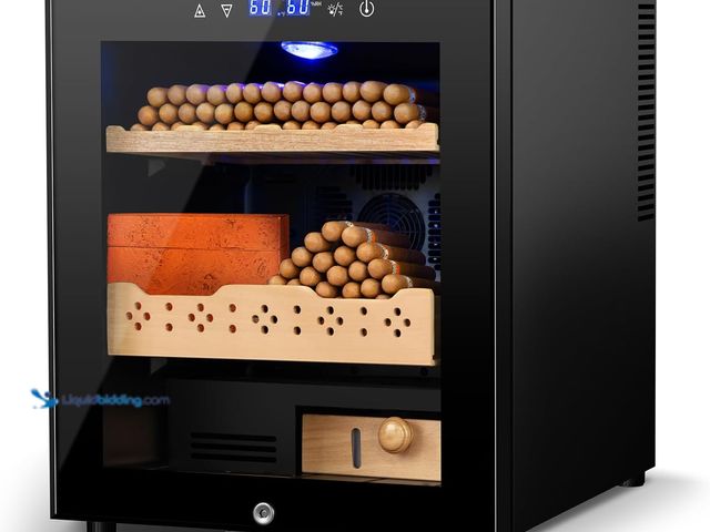 Lot 49-5485080 - Electric Humidor for Cigars, 50L 300 Counts Large Capacity. Model #B0DFQ1GYH6. Unused. Tested and wo...