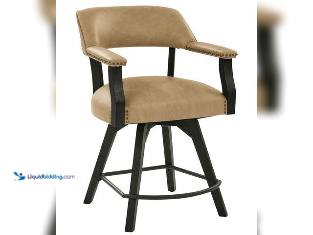 Lot 49-2001090 - Steve Silver Rylie 24-Inch Counter Captains Chair with Black Finish & Sand Faux-Leather, Model # RL6...