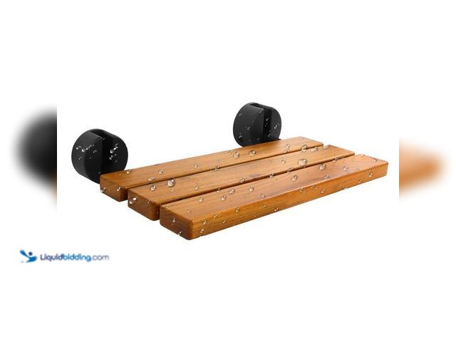 Lot 49-5413950 - Numhew
20 in. Wall Mounted Folding Teak Shower Seat in Black and Yellow, Fold Down Shower Bench, Te...
