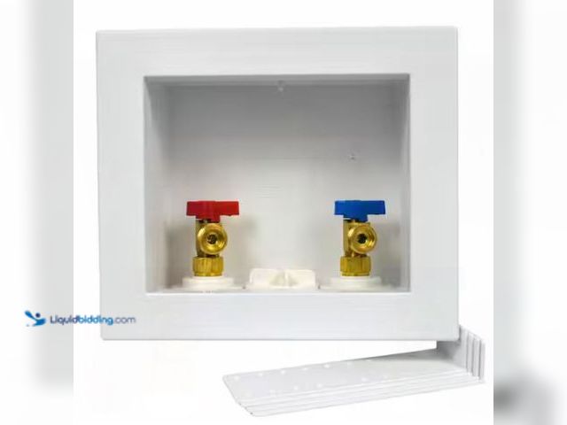 Lot 49-1623795 - Oatey Quadtro 1/2 in. PEX Barb x 3/4 in. MHT Washing Machine Valves with Outlet Box, 1/4 Turn Valves...