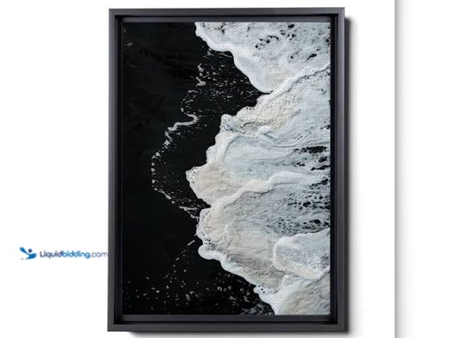 Lot 49-5551944 - Art Deco Canvas Painting 10x20 Ocean Wall, Black Frame, Factory Sealed
