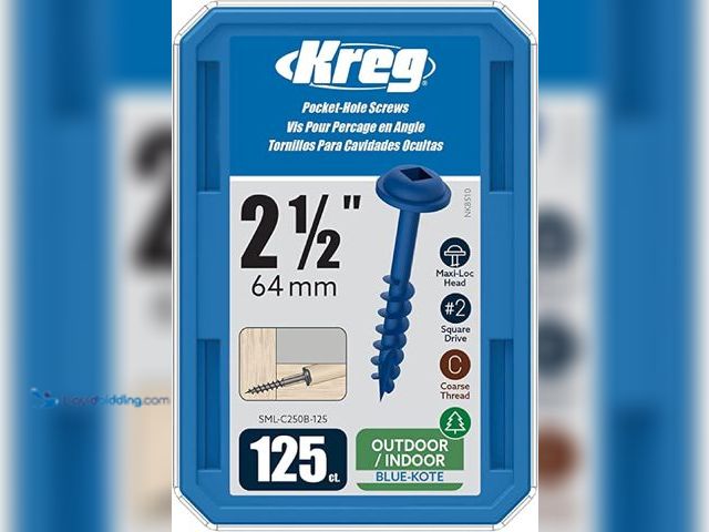 Lot 49-5459451 - QTY 2 - Kreg SML-C250B-125 Blue Kote, Pocket Screws, 2 1/2 Inch, #8 Coarse Thread, Maxi-Loc Head (12...