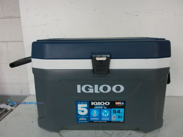 Lot 49-3616879 - IGLOO MaxCold Blue/Gray 54-Qt Ice Chest Cooler - Unused - Model # 8090275