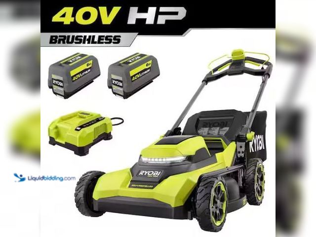 Lot 49-1569353 - RYOBI 40V HP Brushless 21 in. Cordless Battery Walk Behind Self-Propelled Lawn Mower with (2) 6.0 Ah...