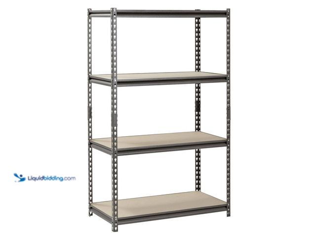 Lot 49-5433554 - Muscle Rack
4-Shelf Boltless Adjustable Metal Garage Storage Shelving Unit in Silver Vein (36 in. W...