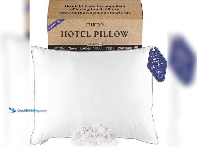 Lot 49-5572360 - FluffCo Zen Fluff® Down Bed Pillows - Soft, Standard/Queen Size (1 Pack). Unused