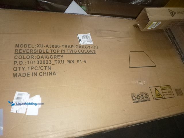 Lot 49-3465332 - Flash Furniture Reversible Trapezoid Top on two Colors, Oak/Grey, Unused, Top Only, No legs.  Ref#4G...