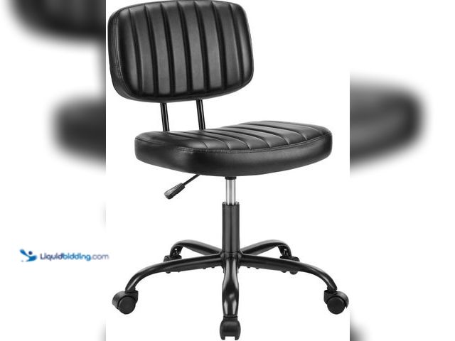 Lot 49-5544217 - Armless Office Desk Chair - Low Back Lumbar Support, Small Ergonomic, 360° Swivel Rolling PU Leather...