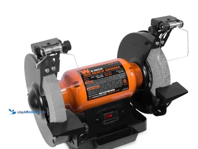 Lot 49-2004644 - WEN 4.8-Amp 8-Inch Single Speed Bench Grinder with LED Work Lights, Model #BG4282, Unused, Powers on...