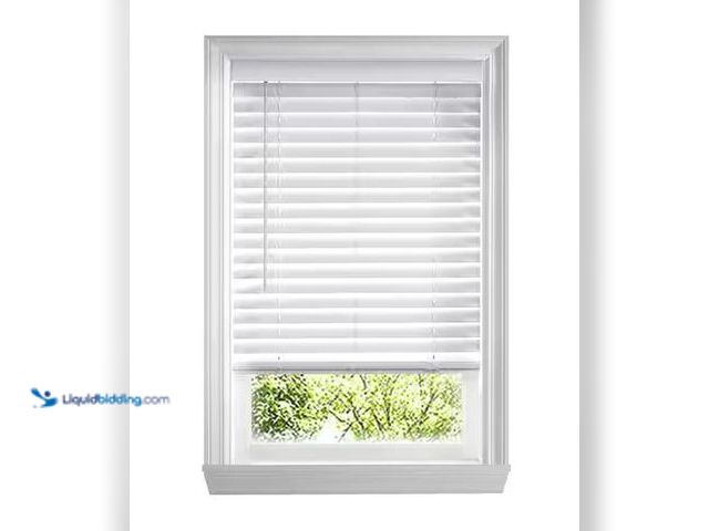 Lot 49-1568847 - Home Decorators Collection  White Cordless Faux Wood Blinds for Windows with 2 in. Slats - 45.75 in....
