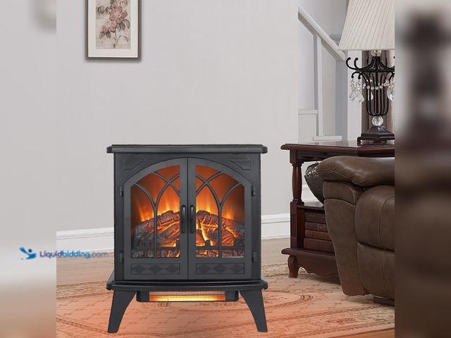 Lot 49-5485343 - 24" 3D Flame Electric Infrared Quartz Fireplace Stove with Adjustable Thermostat, and Remote Control...