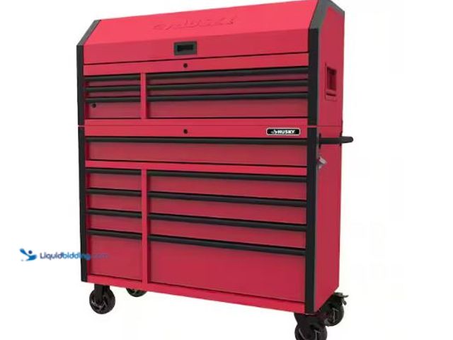 Lot 49-5510417 - Husky
Heavy-Duty 52 in. W x 20 in. D 6-Drawer Matte Red Steel Top Tool Chest and 
Husky Heavy-Duty 5...