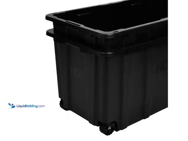 Lot 49-1576768 - Lot of (4) HDX 77 Gal. Tough Storage Tote with Wheels in Black Model # 999-77G-HDX, Unused, No Lids ...