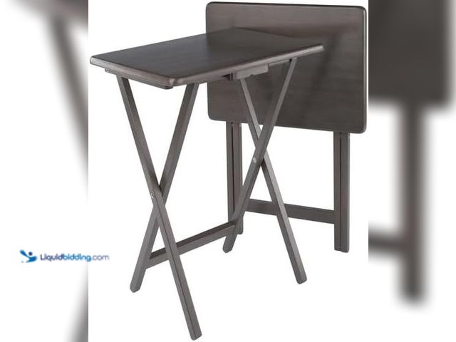 Lot 49-3531226 - Winsome Alex 2-Piece Snack Table Set, Oyster Gray Finish - Folding TV Tray Tables for Living Room, C...