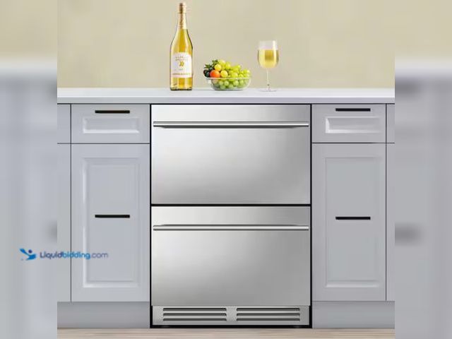 Lot 49-1570078 - Nipus 23.4 in. 230 Plus Cans Dual Zone Beverage Refrigerator with 2-Drawers in Silver Stainless Stee...