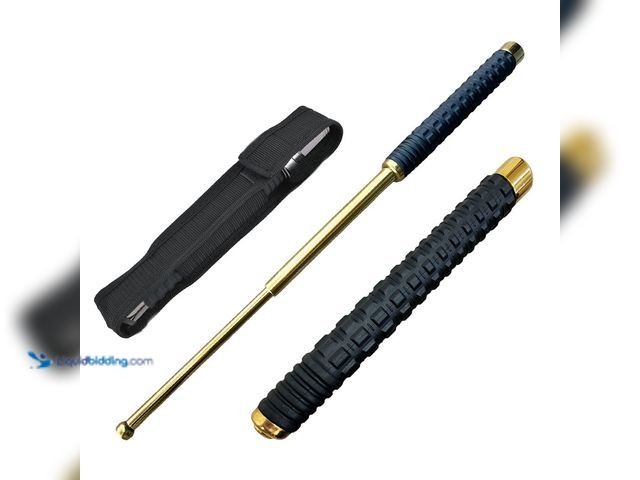 Lot 49-3481301 - Extendable Solid Steel Self Defense Baton 21" Gold with Black Handle - NEW - Measuring just 8 inches...