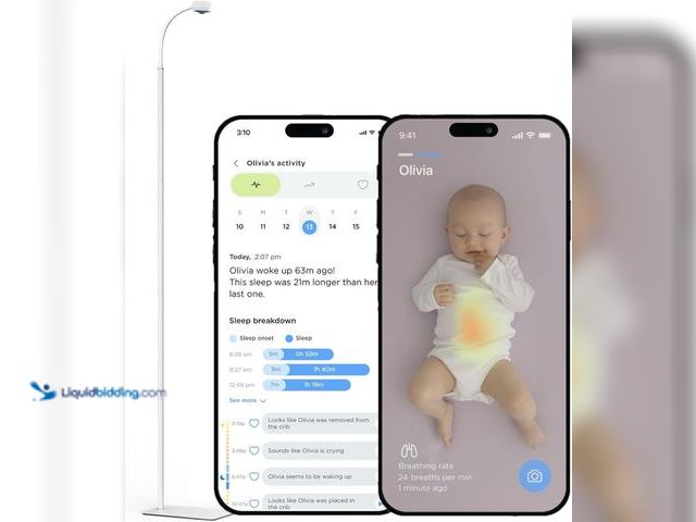 Lot 49-5410593 - Luna 2.4GHz WiFi Baby Camera Monitor & Floor Stand, Sensor-Free Infant Breathing Monitor, Smart AI M...