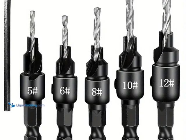 Lot 49-1820379 - New 5 pcs  Woodworking Countersink Drill Bit Set - 1/4" Hex Shank for DIY Woodworking - With One L-W...