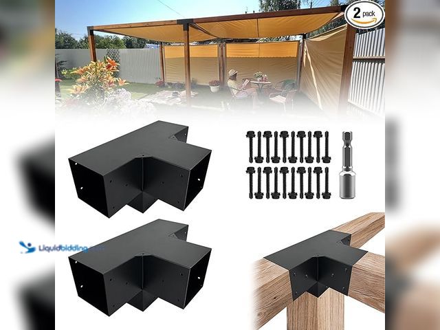 Lot 49-1550210 - (8-Pack) 4-Way Pergola Right Corner Brackets Kit, DIY Woodwork Brackets for 6" x 6" (Actual:5.5" x 5...