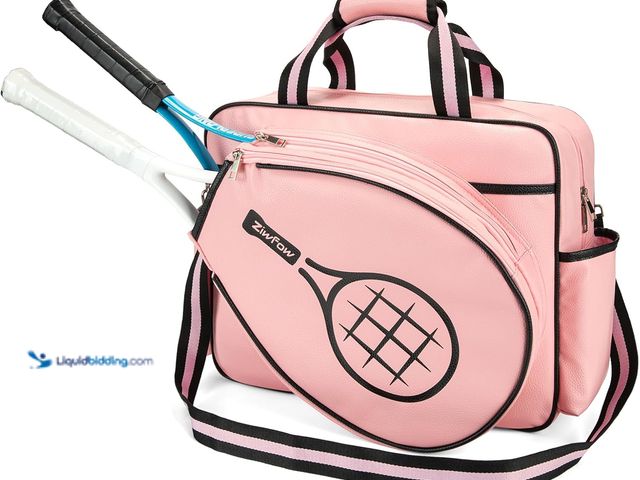 Lot 49-5477986 - Ziwfow Leather Tennis Bag - Waterproof Racket Shoulder Bag for Tennis/Badminton With Removable Strap...