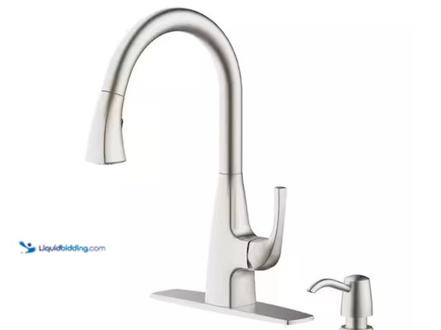 Lot 49-2026396 - Glacier Bay Calandine Single-Handle Pull-Down Sprayer Kitchen Faucet with soap dispenser in Spot Res...