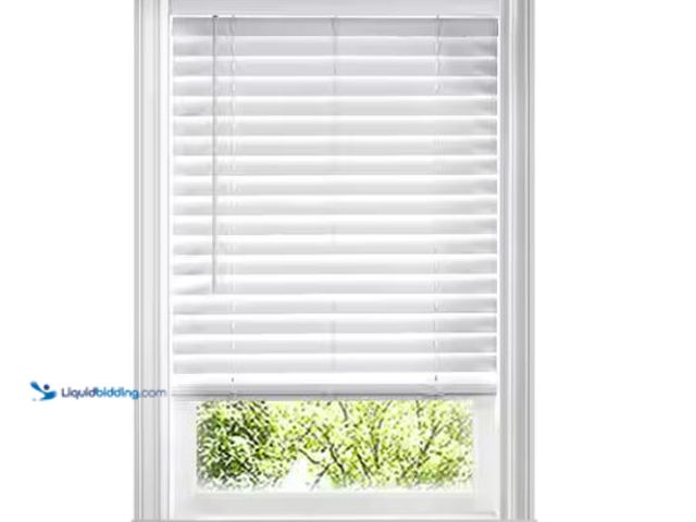 Lot 49-5573016 - Home Decorators Collection White Cordless Faux Wood Blinds for Windows with 2 in. Slats - 54.5 in. W...