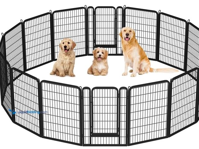 Lot 49-1516445 - Yaheetech Dog Playpen Outdoor, 40 inch 16 Panels Dog Pen Indoor Heavy Duty Puppy Exercise Pen Metal ...
