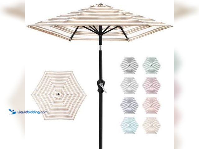 Lot 49-3566670 - Mainstays 9ft round market umberella canopy with sturdy steel pole. Model:6941082918200 unused. Bag ...