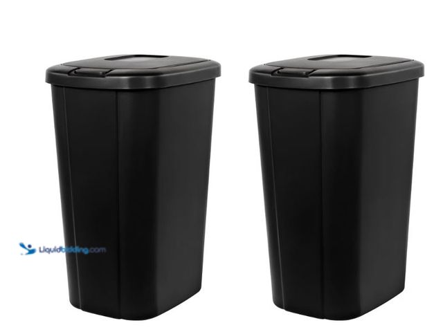 Lot 49-3611908 - Hefty 13.3 Gallon Trash Can, Plastic Touch Top Kitchen Trash Can, Black (2 Pack), Model # 911014227,...