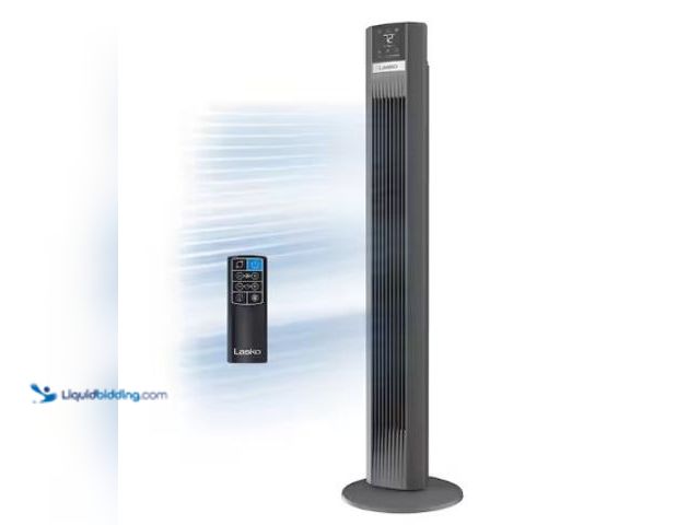 Lot 49-2022580 - Lasko 48 in. 12-Speed Oscillating Tower Fan in Gray, Quiet Operation, DC Motor, Remote Control and 1...