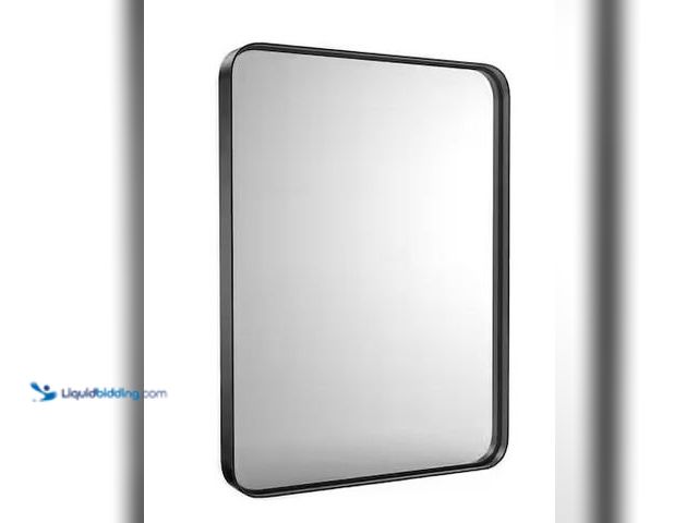 Lot 49-1556550 - FIRNEWST Modern 30 in. W x 22 in. H Rectangle Black Framed Bathroom Vanity Mirror Wall Mirror with R...